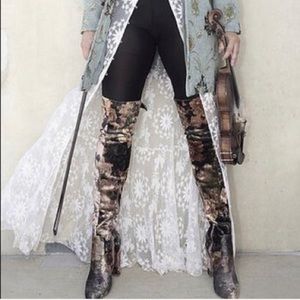 FLORAL BOOTS - OVER THE KNEE YOKI - size 10